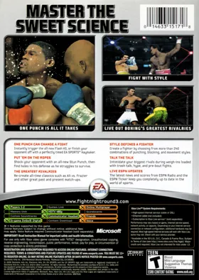 Fight Night Round 3 (USA) box cover back